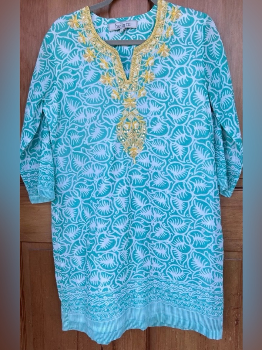 Bella Tu Beaded Embellished Tunic Lightweight Dress L